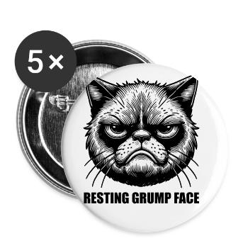 Resting Grump Face cat grumpy FaceHumor Sarcastic - Buttons large 2.2''/56 mm (5-pack) - white - Front