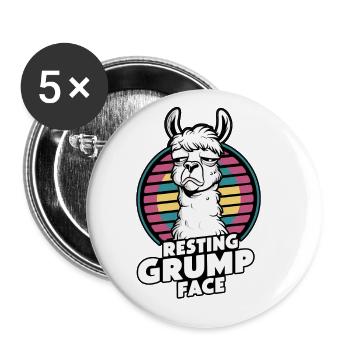 Repos Visage Lama Humour Style Rétro - Lot de 5 grands badges (56 mm) - blanc - Devant