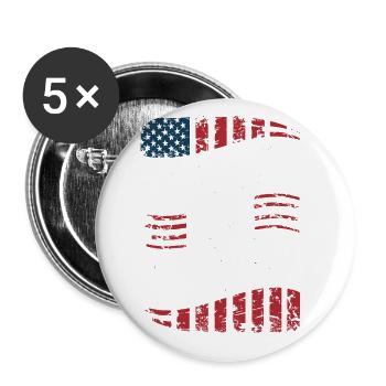 Drapeau américain Fortis et Liber Liberté patriotique - Lot de 5 grands badges (56 mm) - blanc - Devant