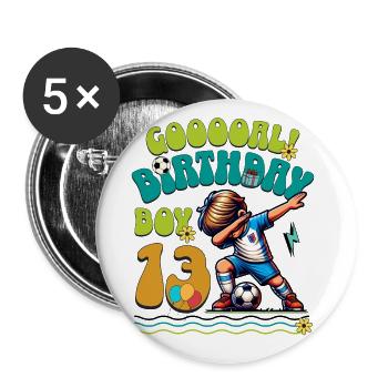 13th Birthday Football - Buttons large 2.2''/56 mm (5-pack) - white - Front