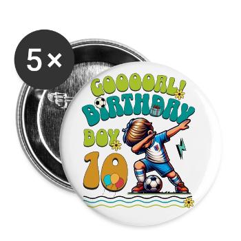 10th Birthday Football - Buttons large 2.2''/56 mm (5-pack) - white - Front