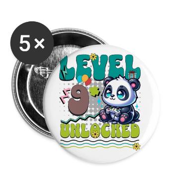 9th Birthday Level Unlocked Gaming Panda - Buttons large 2.2''/56 mm (5-pack) - white - Front
