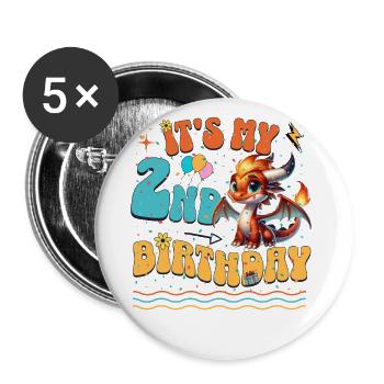 Dragon 2ème anniversaire Dragon - Lot de 5 grands badges (56 mm) - blanc - Devant
