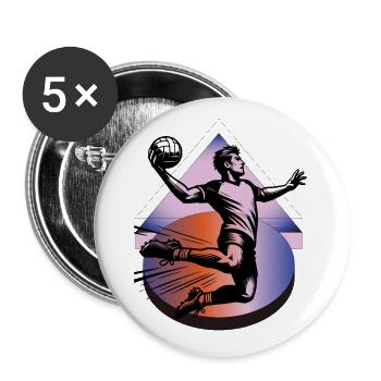 Handball Handballer - Buttons groß 56 mm (5er Pack) - Weiß - Vorne