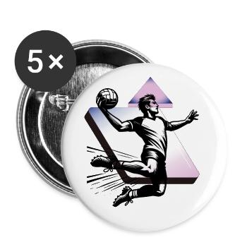 Handball Handballer - Buttons groß 56 mm (5er Pack) - Weiß - Vorne
