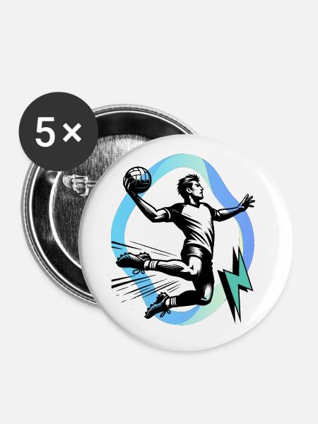 Handball Handballer - Buttons groß 56 mm (5er Pack) - Weiß