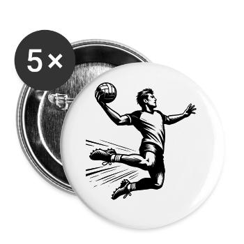 Handball Handballer - Buttons groß 56 mm (5er Pack) - Weiß - Vorne