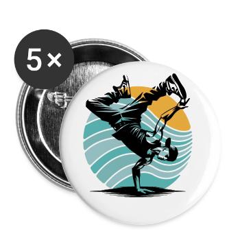 Breakdance - Buttons groß 56 mm (5er Pack) - Weiß - Vorne