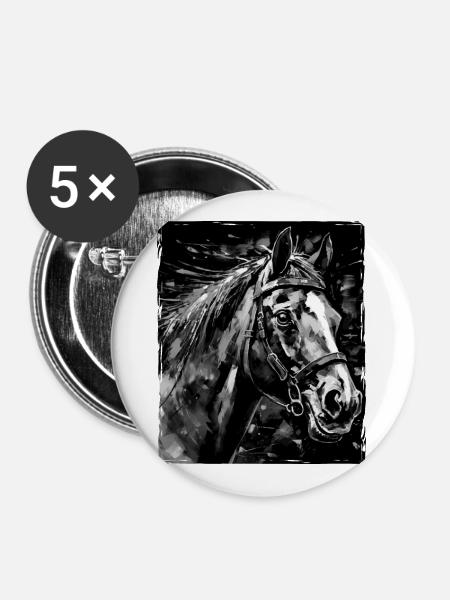 Pferd Porträt - Buttons groß 56 mm (5er Pack) - Weiß