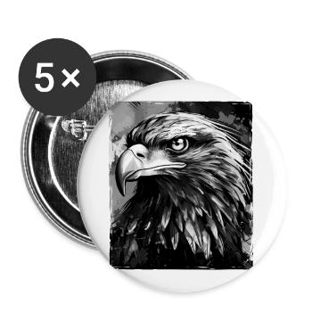 Adler Porträt - Buttons groß 56 mm (5er Pack) - Weiß - Vorne