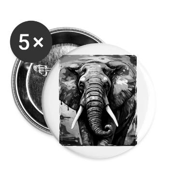 Elefant Porträt - Buttons groß 56 mm (5er Pack) - Weiß - Vorne