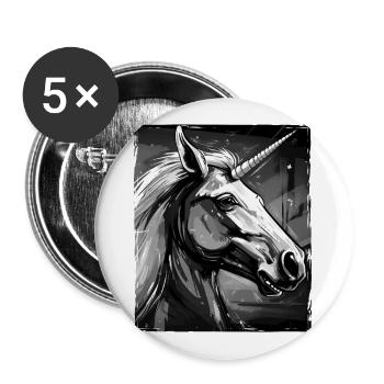 Einhorn Porträt - Buttons groß 56 mm (5er Pack) - Weiß - Vorne