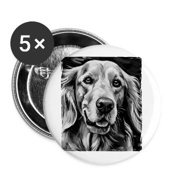Golden Retriever Dog Portrait - Buttons large 2.2''/56 mm (5-pack) - white - Front