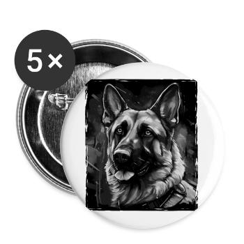 German Shepherd Dog Portrait - Buttons large 2.2''/56 mm (5-pack) - white - Front