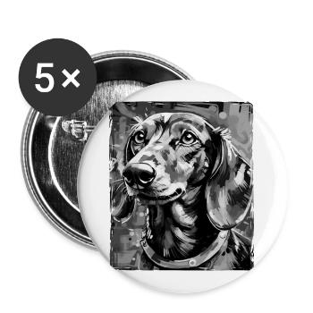 Dachshund Dog Portrait Dachshund - Buttons large 2.2''/56 mm (5-pack) - white - Front