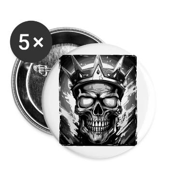 Crâne Roi Couronne - Lot de 5 grands badges (56 mm) - blanc - Devant