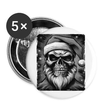 Santa Claus Skull - Buttons large 2.2''/56 mm (5-pack) - white - Front