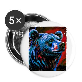 Bär Porträt - Buttons groß 56 mm (5er Pack) - Weiß - Vorne