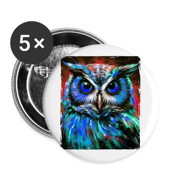 Portrait de hibou - Lot de 5 grands badges (56 mm) - blanc - Devant