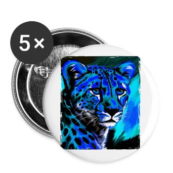Portrait de guépard - Lot de 5 grands badges (56 mm) - blanc - Devant