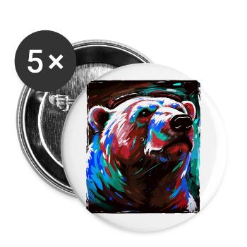 Polar Bear Portrait Polar Bear - Buttons large 2.2''/56 mm (5-pack) - white - Front