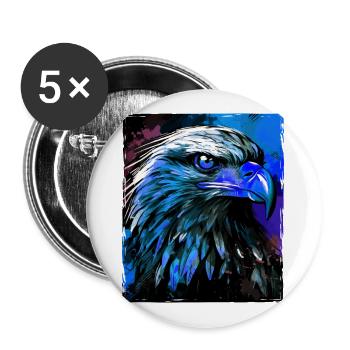 Adler Porträt - Buttons groß 56 mm (5er Pack) - Weiß - Vorne