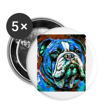 Bulldog Dog Portrait - Buttons large 2.2''/56 mm (5-pack) - white - Front