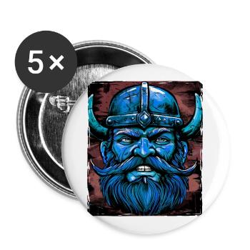 Wikinger Krieger Valhalla Odin - Buttons groß 56 mm (5er Pack) - Weiß - Vorne