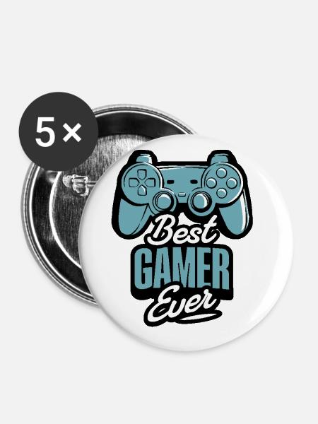 Gamer Gaming Geschenk - Buttons groß 56 mm (5er Pack) - Weiß