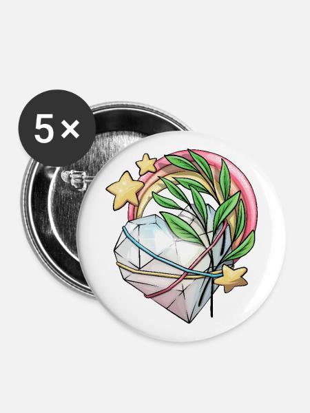 Ein Herz aus Kristall - Buttons groß 56 mm (5er Pack) - Weiß