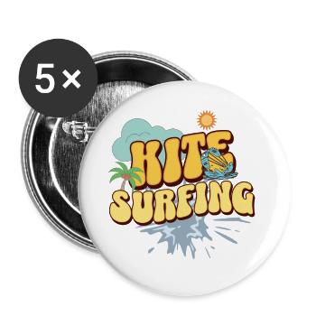 Kitesurf Kitesurfer Kiteboard - Buttons large 2.2''/56 mm (5-pack) - white - Front