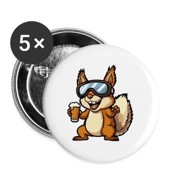 Écureuil Après-Ski Bière Bande dessinée - Lot de 5 grands badges (56 mm) - blanc - Devant