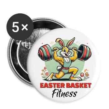 Lapin de Pâques musclé - Chemise de fitness amusante - Lot de 5 grands badges (56 mm) - blanc - Devant