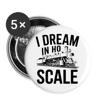 Maquette de train miniature Locomotive à vapeur - Lot de 5 grands badges (56 mm) - blanc - Devant