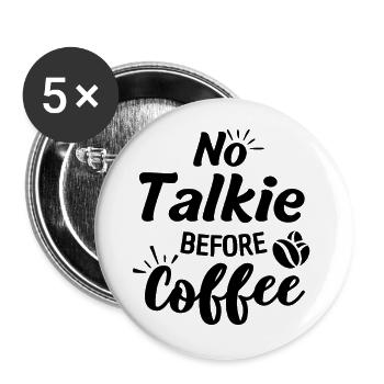 Dictons amusants sur le café pour les accros à la caféine - Lot de 5 grands badges (56 mm) - blanc - Devant