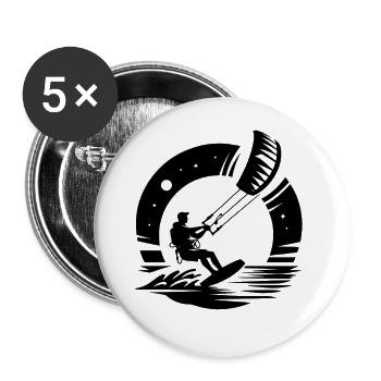 Kitesurfing Kitesurfer Kiteboard - Buttons large 2.2''/56 mm (5-pack) - white - Front