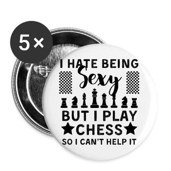 Funny Chess Player Design Chess - Buttons large 2.2''/56 mm (5-pack) - white - Front
