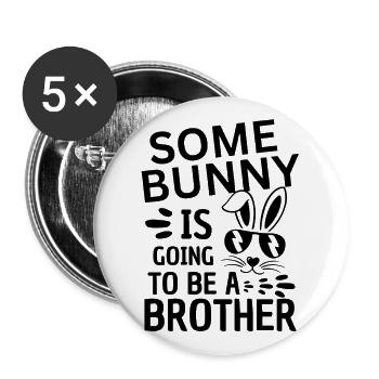 Lustiges Ostern Baby Geschwister Design - Buttons groß 56 mm (5er Pack) - Weiß - Vorne