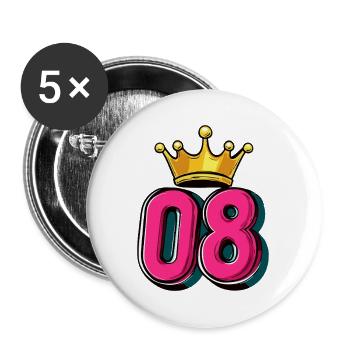 Couronne à 8 chiffres - Lot de 5 grands badges (56 mm) - blanc - Devant