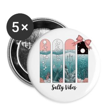 Salty Vibes – Ocean & Mermaid - Buttons large 2.2''/56 mm (5-pack) - white - Front