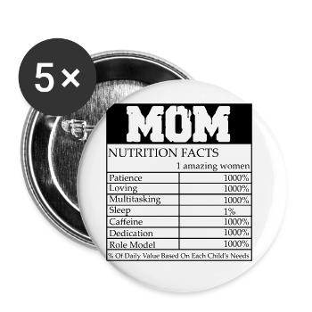 Maman - Lot de 5 grands badges (56 mm) - blanc - Devant