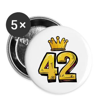 42 Nombre Couronne - Lot de 5 grands badges (56 mm) - blanc - Devant