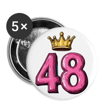 48 Zahl Krone - Buttons groß 56 mm (5er Pack) - Weiß - Vorne