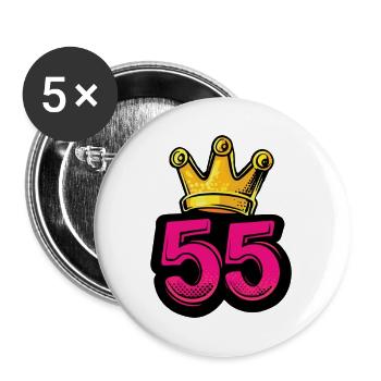 55 Zahl Krone - Buttons groß 56 mm (5er Pack) - Weiß - Vorne