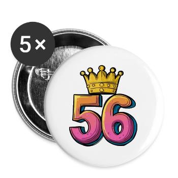 56 Number Krone - Buttons large 2.2''/56 mm (5-pack) - white - Front