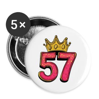 57 Zahl Krone - Buttons groß 56 mm (5er Pack) - Weiß - Vorne