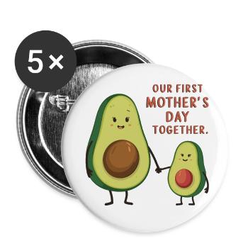 Cute avocado family for Mother's Day - Buttons large 2.2''/56 mm (5-pack) - white - Front