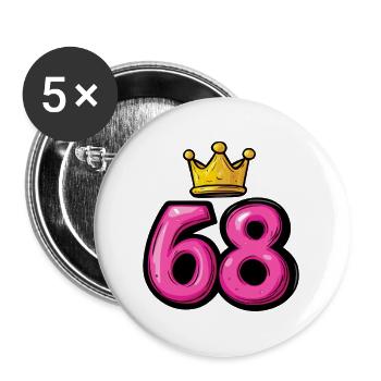 68 Nombre Couronne - Lot de 5 grands badges (56 mm) - blanc - Devant