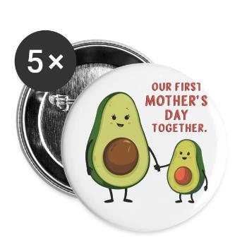 Chemise avocate pour la fête des mères - Cadeau pour maman - Lot de 5 grands badges (56 mm) - blanc - Devant