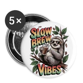 Slow Brew Vibes for Coffee Fans - Buttons large 2.2''/56 mm (5-pack) - white - Front